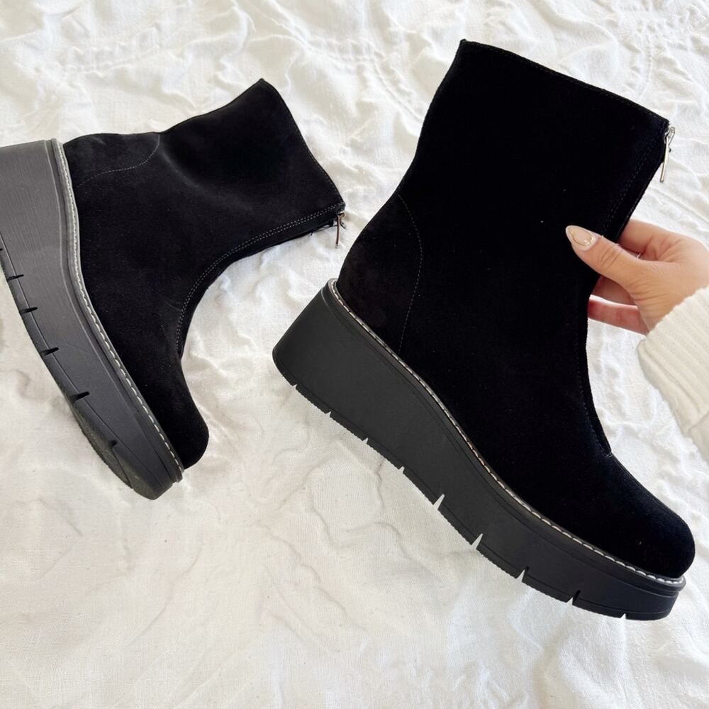 La Canadienne Bob Platform Suede Bootie New - Picture 6 of 9